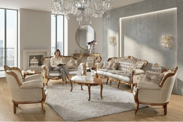 Mesa de centro clásica Italiana Muebles de lujo Sala de estar Sofá Mesa Nueva