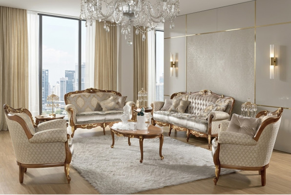 Mesa de centro clásica Italiana Muebles de lujo Sala de estar Sofá Mesa Nueva