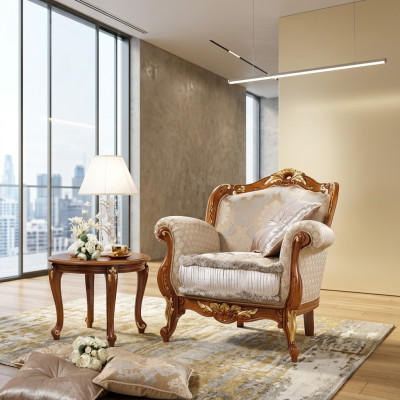 Sillón de tela de 1 plaza, sofá tapizado Sofás de diseño de lujo clásico barroco rococó