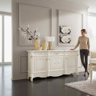 Bufé XXL Cómoda Cómodas Armario Barroco Rococó Aparador Consola Italia Muebles