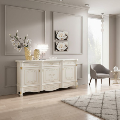 Bufé XXL Cómoda Cómodas Armario Barroco Rococó Aparador Consola Italia Muebles