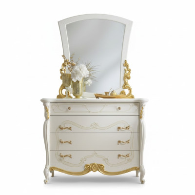 Estilo elegante Muebles Armario de dormitorio Cómoda Cómoda clásica con espejo