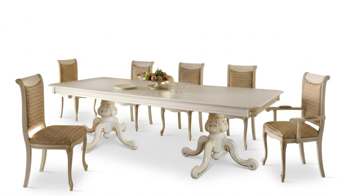 Mesa de comedor clásica de madera, conjunto de comedor de 6 sillas nuevas.