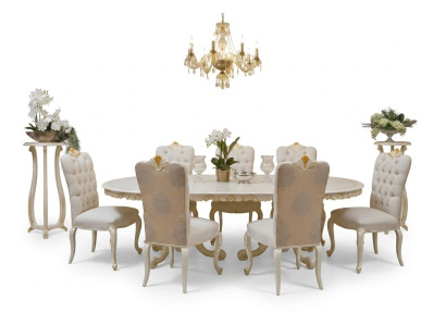 Mesa de comedor clásica de madera maciza, conjunto de comedor de 4 sillas, sillas 5 piezas.