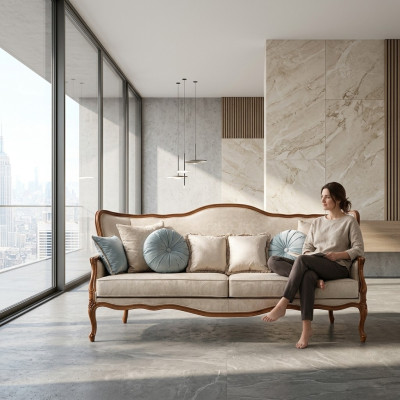 Sofá 3 plazas Sofá tapizado Sofás Sofás Sala de estar Diseño Tela Textil Nuevo