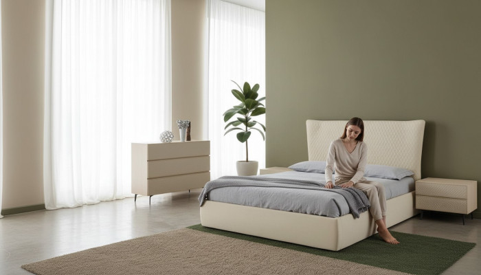 Dormitorio 3 piezas Set Cama 2x Mesita de noche Consola Camas Hotel Doble Acolchado