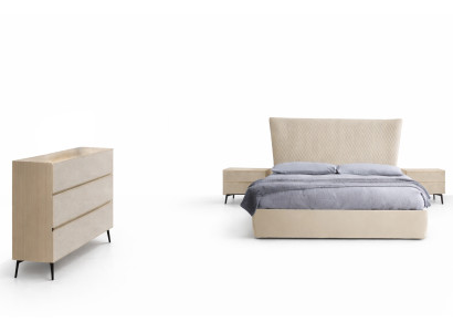 Dormitorio 3 piezas Set Cama 2x Mesita de noche Consola Camas Hotel Doble Acolchado