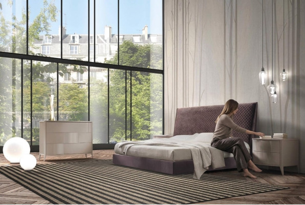 Cama Camas Cama doble Dormitorio Tapizado 180x200cm Muebles italianos