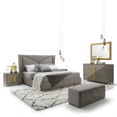 Dormitorio cama 2x mesita de noche Juego de 3 piezas Cama tapizada Muebles italianos nuevos.