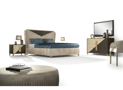 Cama Mesita de noche Cómoda 4 piezas Conjunto de dormitorio Diseño Moderno Lujo Camas Nuevas