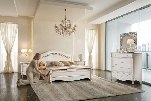 Dormitorio 3 piezas. Conjunto cama 2x mesita de noche camas dobles Hotel Tapizado madera maciza