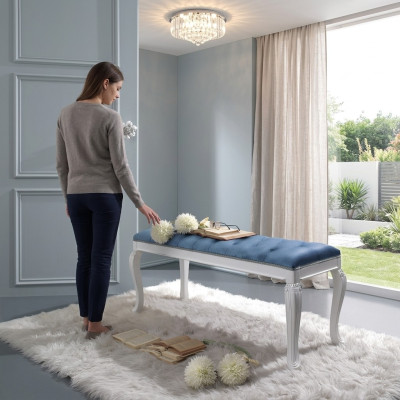 Chesterfield asiento acolchado Banco asiento Taburete Textil Tela Madera Estilo Diseño
