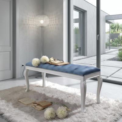 Chesterfield asiento acolchado Banco asiento Taburete Textil Tela Madera Estilo Diseño