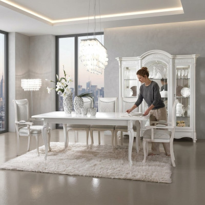 Clásico conjunto de comedor mesa + 6 sillas conjunto Mesa Grupo de mesas Silla Textil