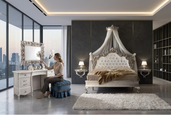 Camas Chesterfield de lujo, cama real, cama doble de hotel de palacio, cama italiana.