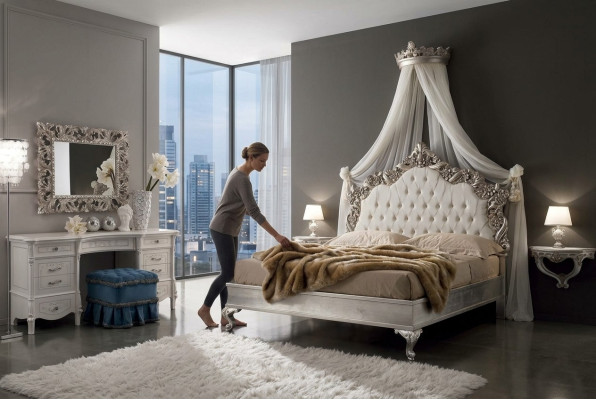 Cama + 2 mesitas de noche 3 piezas. Juego de dormitorio Diseño Moderno Lujo Chesterfield