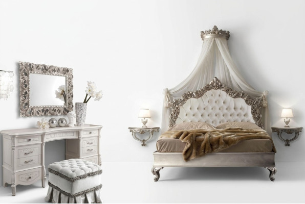 Cama + 2 mesitas de noche 3 piezas. Juego de dormitorio Diseño Moderno Lujo Chesterfield