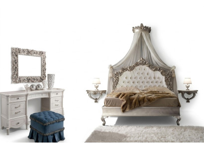Conjunto completo de dormitorio Cama barroca real Tocador Mesita de noche 6 piezas.