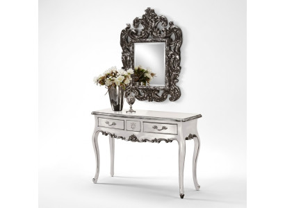 Consola con espejo, consola de lujo, cómoda de decoración, mesa de pared clásica.