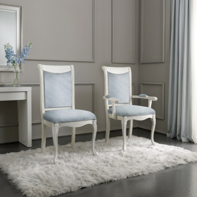 Diseño de silla para sala de estar, sillas de comedor de madera tapizadas con reposabrazos estilo Barroco Rococó.