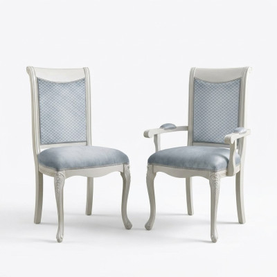 Diseño de silla para sala de estar, sillas de comedor de madera tapizadas con reposabrazos estilo Barroco Rococó.