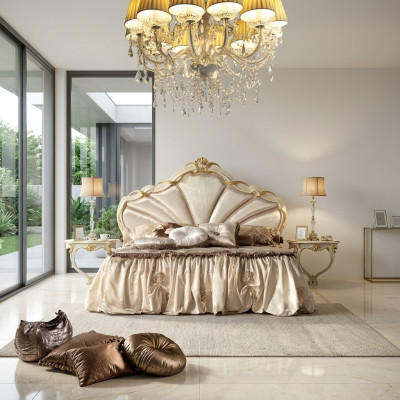 Diseño de dormitorio 3 piezas Cama 2 mesitas de noche Clásico conjunto de muebles de camas de lujo