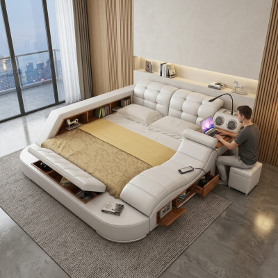 Cama multifunción - caja fuerte - cama térmica - USB - sistema de sonido doble en hotel.