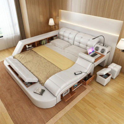 Cama multifunción - caja fuerte - cama térmica - USB - sistema de sonido doble en hotel.