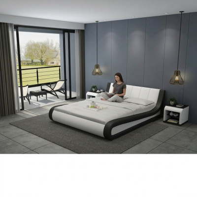 Cama Cama de cuero Cama tapizada Moderna habitación doble Cama matrimonial Camas