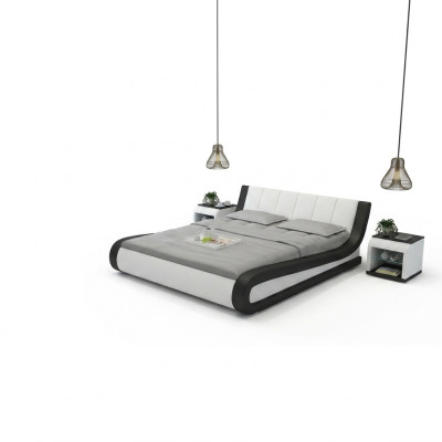 Cama Cama de cuero Cama tapizada Moderna habitación doble Cama matrimonial Camas