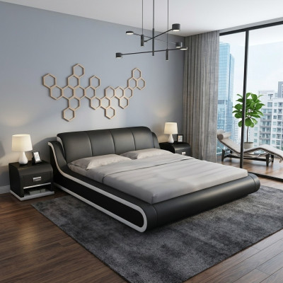 Cama de cuero diseño cama doble camas cama cuero tapizado dormitorio matrimonio
