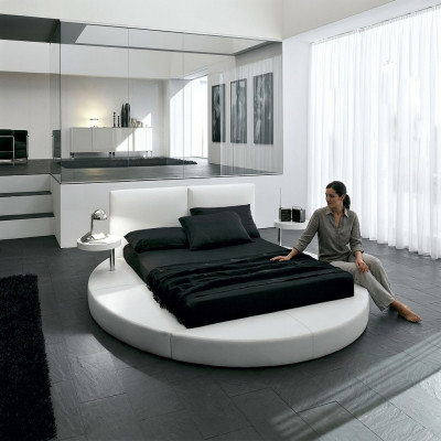 Cama redonda Camas redondas de diseño de cuero doble con marco de hotel de lujo para dormir