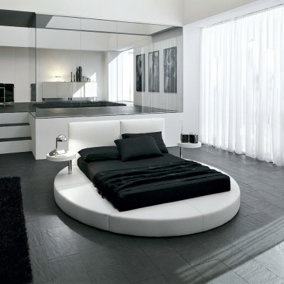 Cama redonda Camas redondas de diseño de cuero doble con marco de hotel de lujo para dormir
