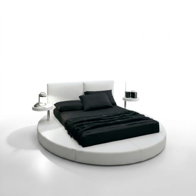 Cama redonda Camas redondas de diseño de cuero doble con marco de hotel de lujo para dormir