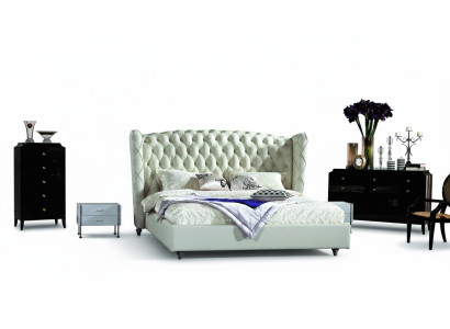 Lujo cama de diseñador Chesterfield cama de cuero cama tapizada dormitorio matrimonial