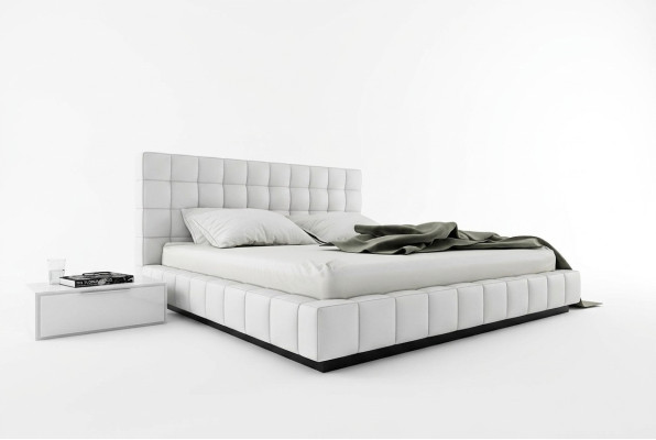 Cama tapizada de diseñador blanca Cama de cuero Cama doble Cama conyugal Cama de diseñador