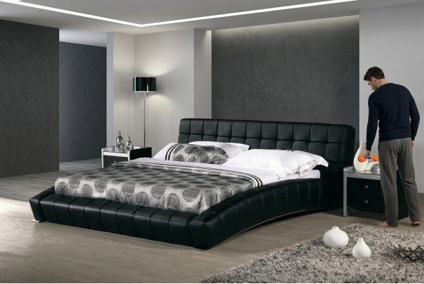 Cama tapizada Camas Cama Acolchado matrimonial Cuero Textil Diseñador Doble