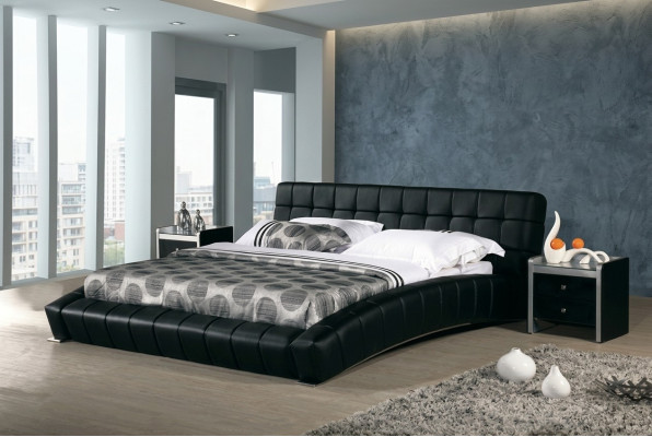 Cama tapizada Camas Cama Acolchado matrimonial Cuero Textil Diseñador Doble
