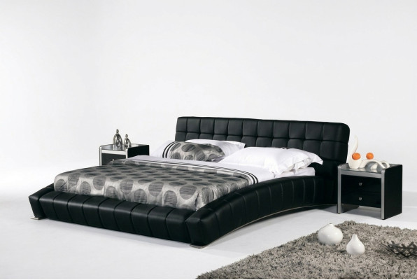 Cama tapizada Camas Cama Acolchado matrimonial Cuero Textil Diseñador Doble