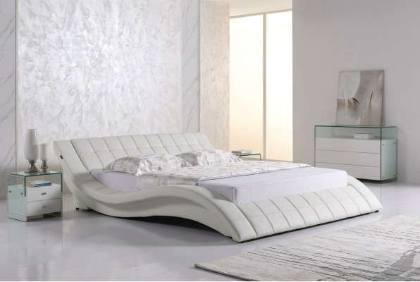 Cama tapizada de diseñador blanca Cama Camas Cama de cuero Cama doble Cama matrimonial Cama de diseñador