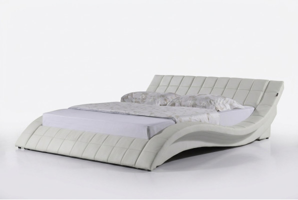 Cama tapizada de diseñador blanca Cama Camas Cama de cuero Cama doble Cama matrimonial Cama de diseñador