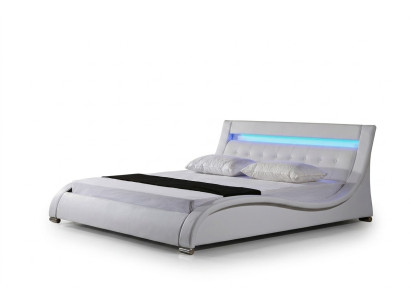 Cama de cuero Cama tapizada Cama Camas Cuero Cuero Acolchado Matrimonial con iluminación