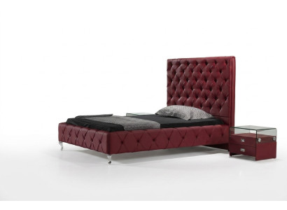 Cama de diseño Chesterfield de cuero de lujo para habitación doble de hotel