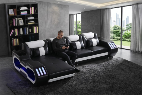 Sofá en forma de L Relax Couch con juego de luces para el salón.