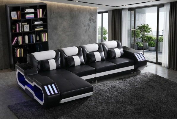Sofá en forma de L Relax Couch con juego de luces para el salón.