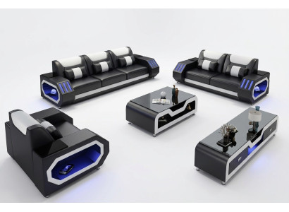 Sofá de cuero Sofá Sofá de 3+2 piezas de diseño de sillón moderno nuevo
