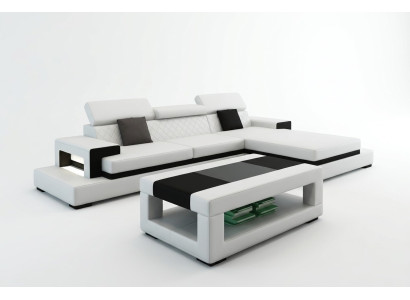 Sofá esquinero de cuero, sofá tapizado, sofá de esquina con chaise longue, sofá de salón, sofá esquinero.