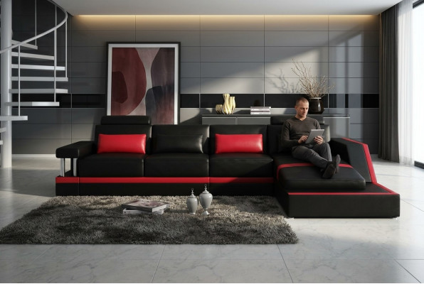 Sofá de cuero Sofá Sofá Esquinero Sofa rinconera Conjunto de tapizado y asientos del salón.