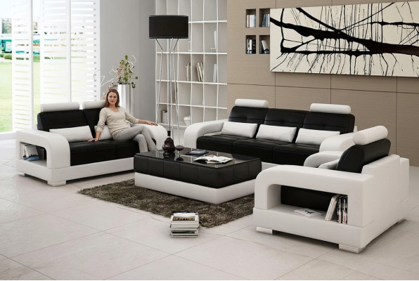 Sofá de cuero Conjunto de sofás Sofá 3+2 Conjunto de sofá Diseño Sofá moderno Conjunto de asientos del sofá