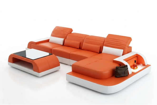 Sofá de cuero + mesa de café Sofá Sofá en forma de L Sofá esquinero Conjunto Nuevo